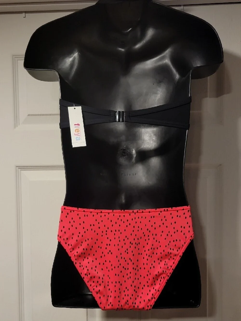 Freya Black Halter Bikini Top with Red Printed Bottom
